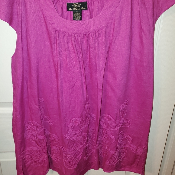 Linen top by Trenz 1X - Picture 1 of 4